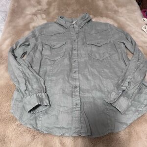 Mary Lawless Lee x Splendid Olive Green Linen Shirt S
